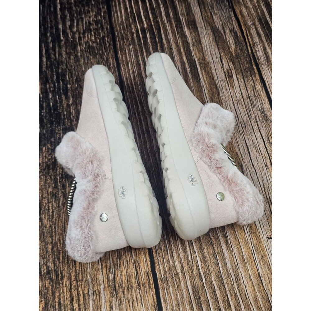 Skechers On The Go Joy Slipper Shoes Faux Fur Textile Cofmort Pink Women 8.5 EUC
